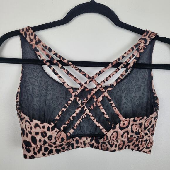 Victorias Secret Sport Womens Medium Sports Bra Leopard Print Strappy Back - Picture 4 of 6